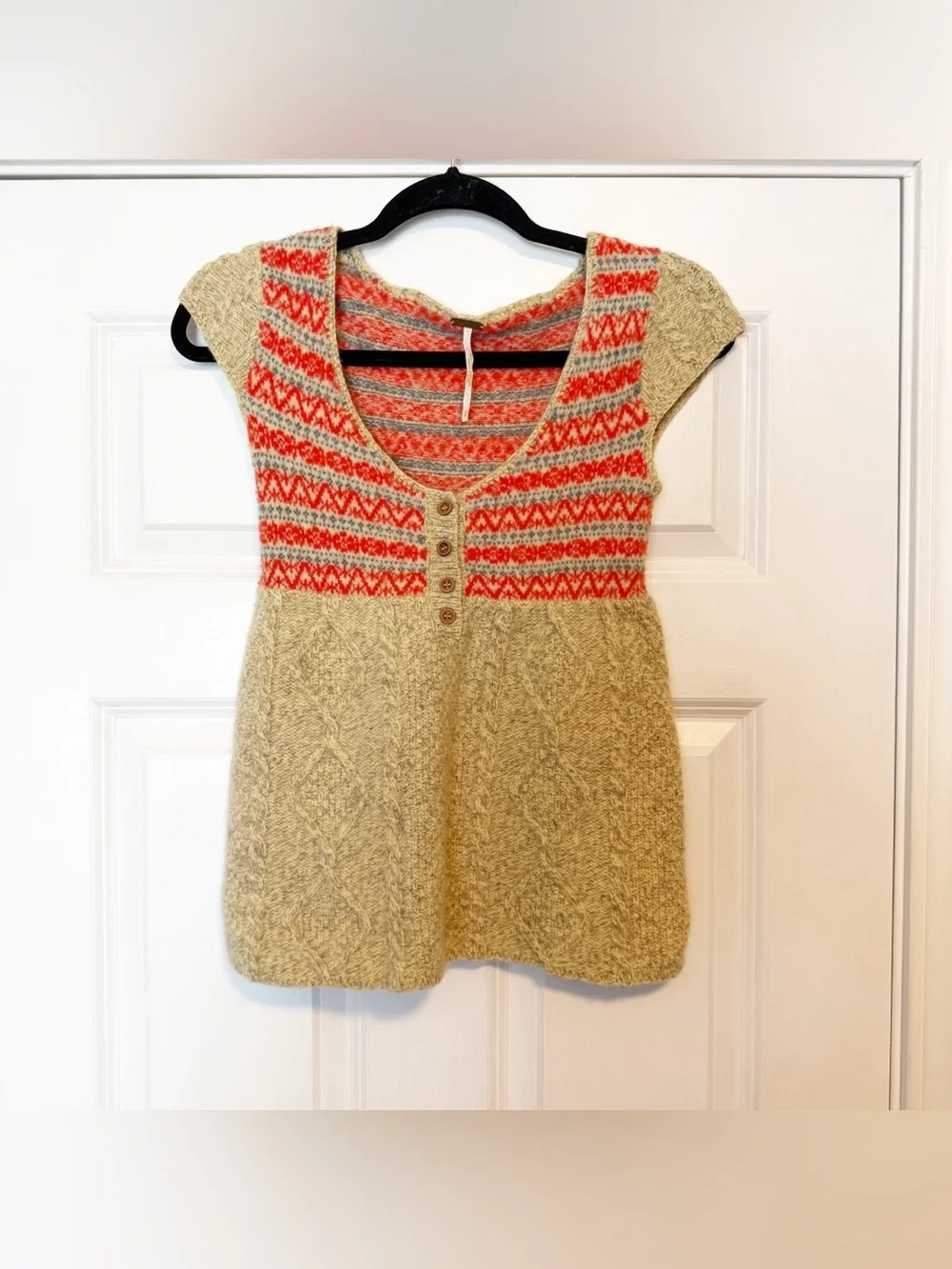 Free People babydoll sweater Fair Isle pattern